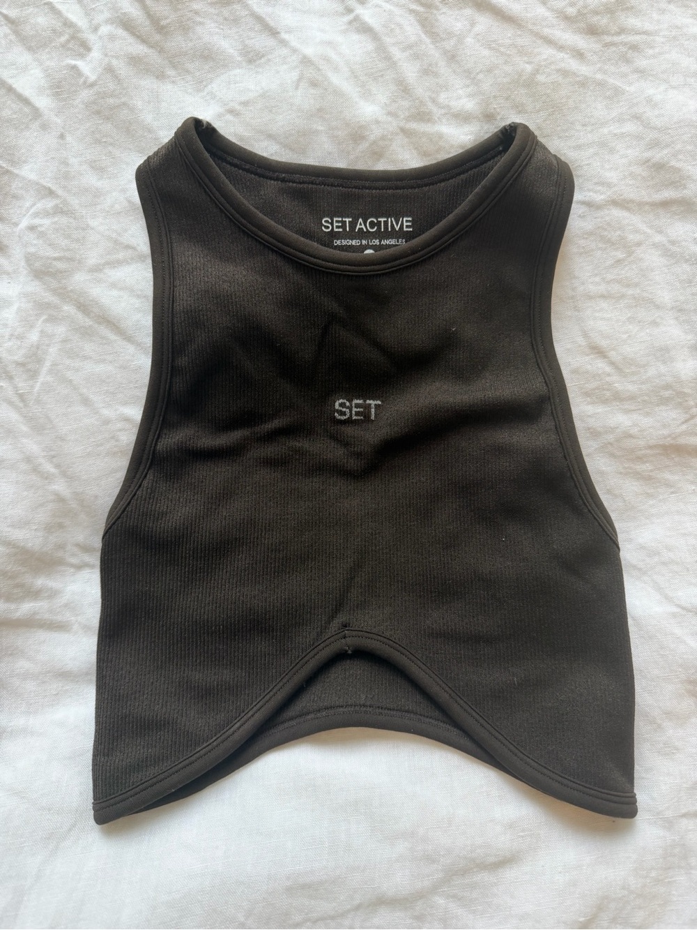 Set Active brown Ribbed Crop Tank -